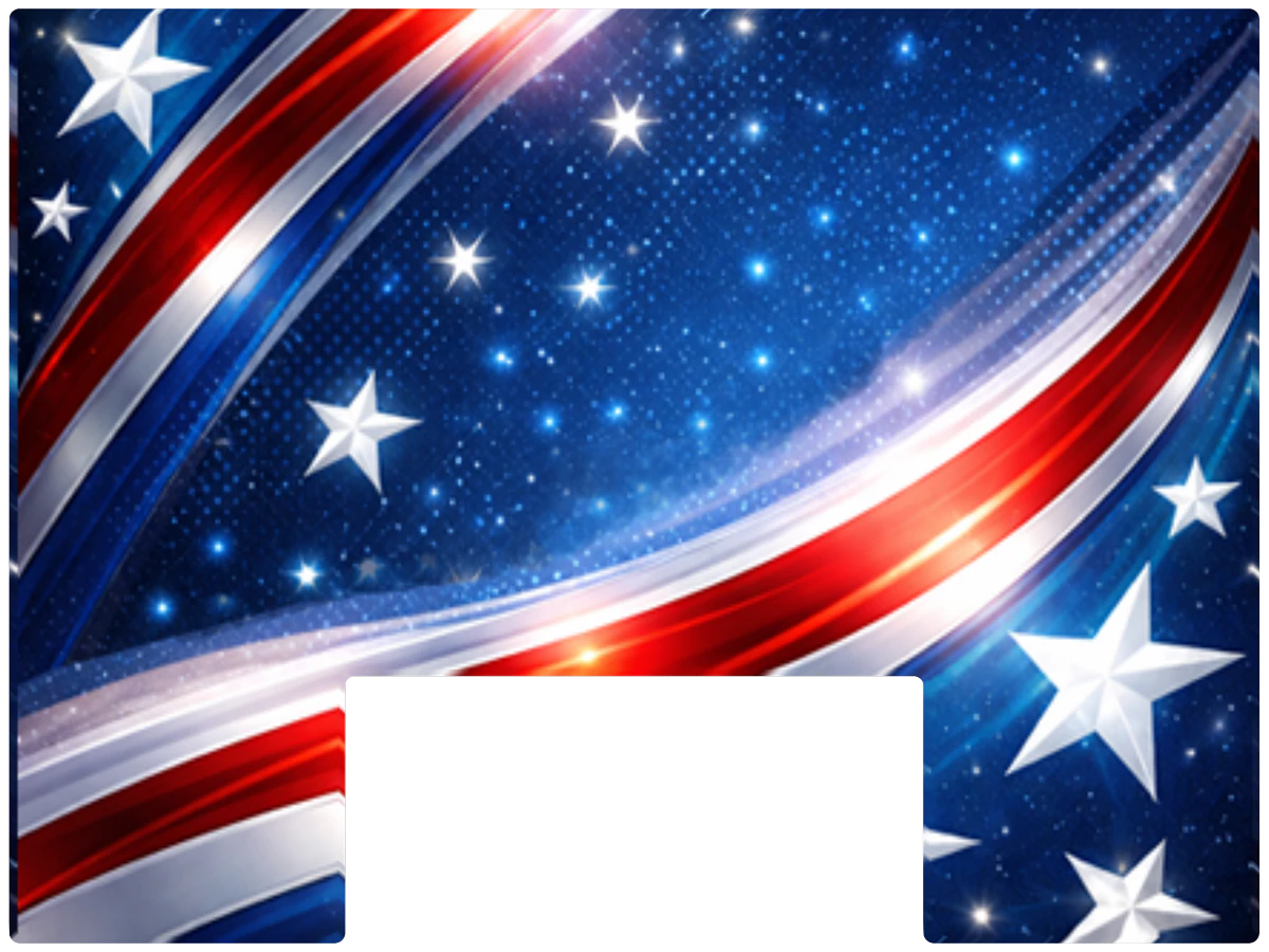 Paddle Saver™ Freedom Rally skin. The vinyl wrap has a patriotic theme with an array of stars and stripes.