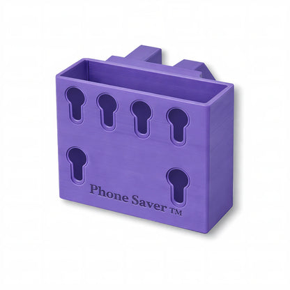 Phone Saver™ in purple. Patented fence mounted phone caddy.