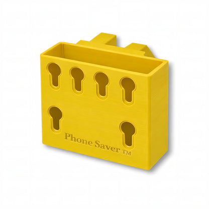 Phone Saver™ in yellow. Patented fence mounted phone caddy.
