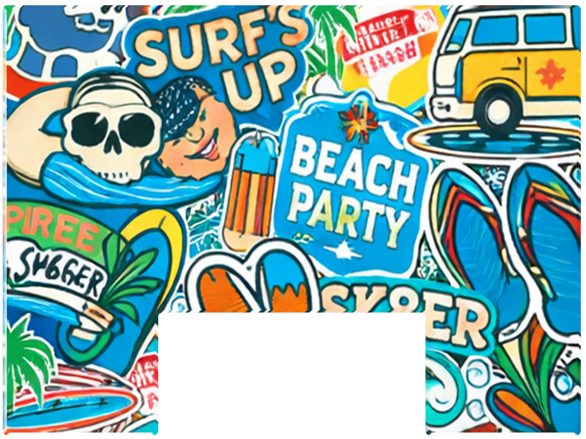 Paddle Saver™ Serve's Up skin. The vinyl wrap has a beach theme with the logo "Surf's Up".