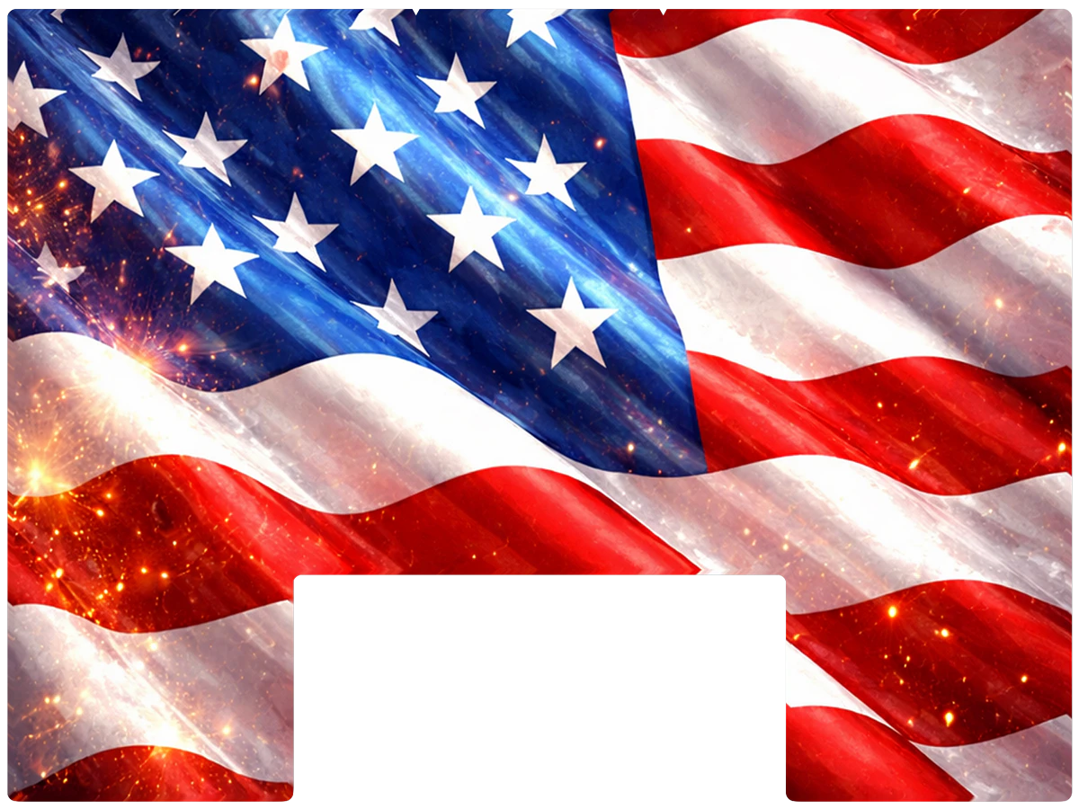 Paddle Saver™ Stars, Stripes N' Slams skin. The vinyl wrap has a patriotic theme using a single American flag.