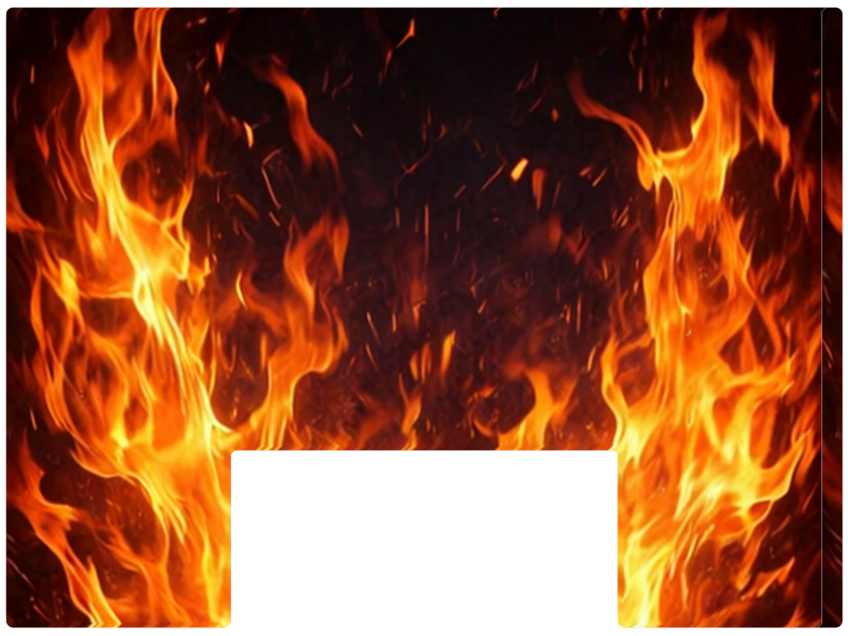 Paddle Saver™ Third Shot Inferno skin. The vinyl wrap has a pyro theme with searing flames against a black background.