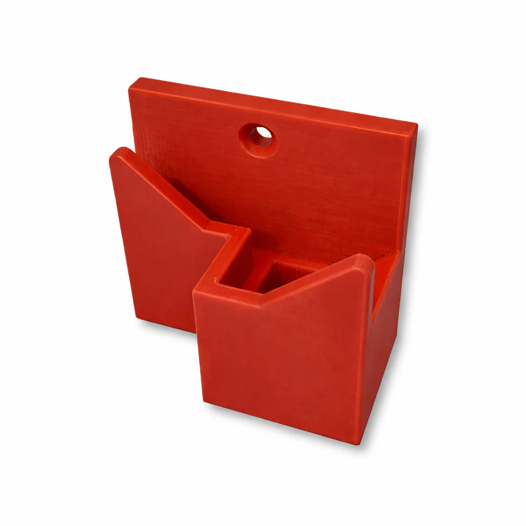 Wall Mount Adapter in red. Compatible with all fence mounted Paddle Saver™ products.