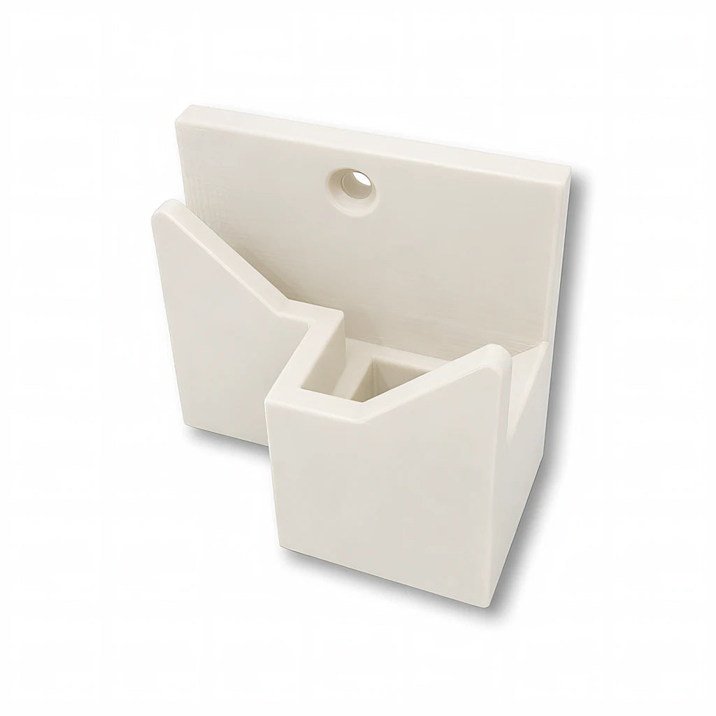 Wall Mount Adapter in white. Compatible with all fence mounted Paddle Saver™ products.